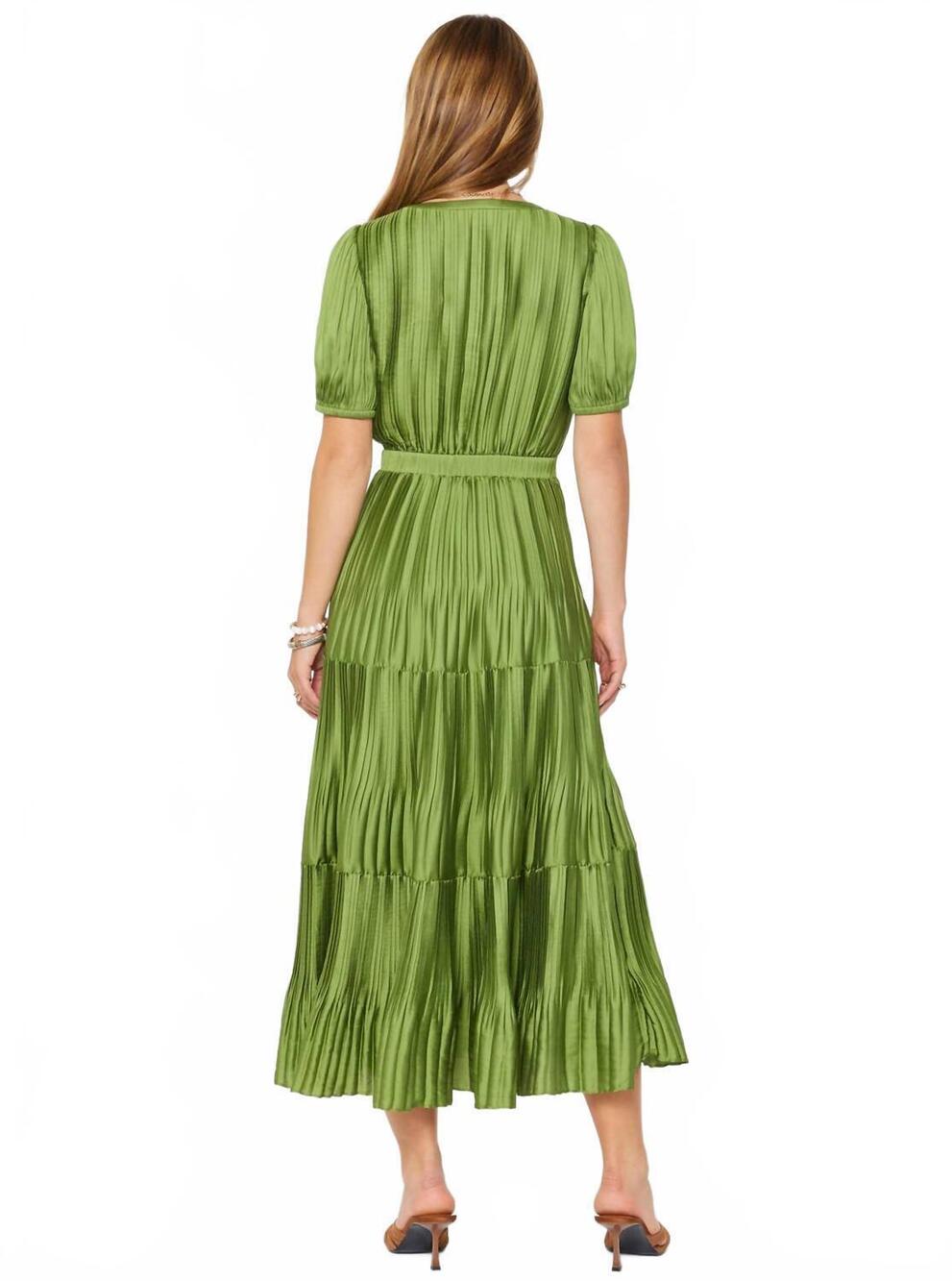 NEW CURRENT AIR pleated maxi dress in olive - Picture 5 of 5